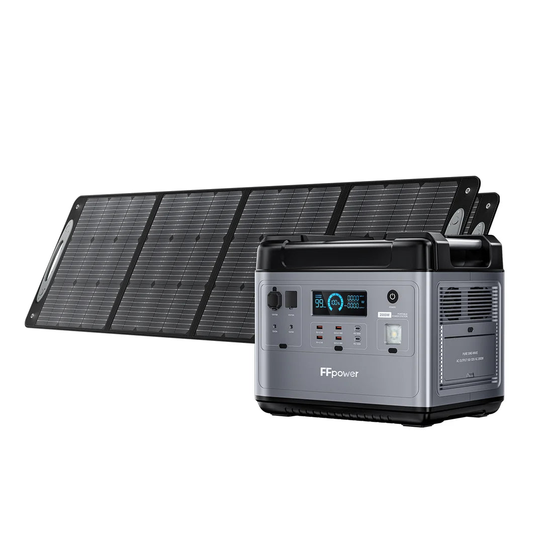 FFpower P2001 with two 200W portable solar panels
